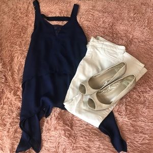 Francesca’s Navy Flowy Tank Top